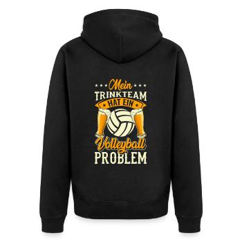 Beachvolleyball mein Trinkteam hat ein Volleyball - Unisex Premium Bio Zip Hoodie - Schwarz - Hinten - Nico (187cm)