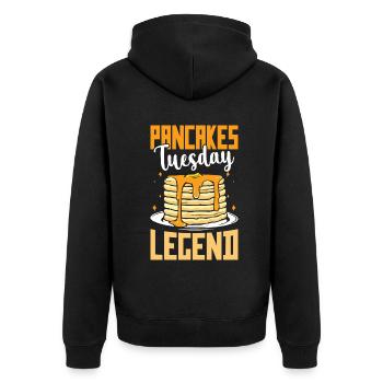 Pancakes tuesday legend - Unisex Premium Bio Zip Hoodie - Schwarz - Hinten - Nico (187cm)
