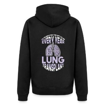 Celebrating the Gift of Life Lung Transplant - Unisex Premium Bio Zip Hoodie - Schwarz - Hinten - Nico (187cm)
