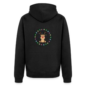 Christmas Reindeer - Unisex Premium Organic Zip Hoodie - black - Back - Nico (187cm)