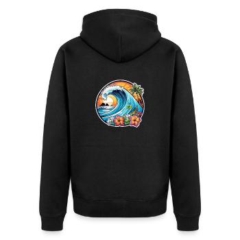 Surfing Beach Palm Tree Sunshine Holidays - Unisex Premium Organic Zip Hoodie - black - Back - Nico (187cm)