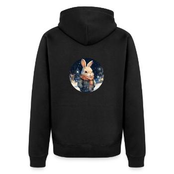 Kuscheliger Schnee-Hase - Unisex Premium Bio Zip Hoodie - Schwarz - Hinten - Nico (187cm)