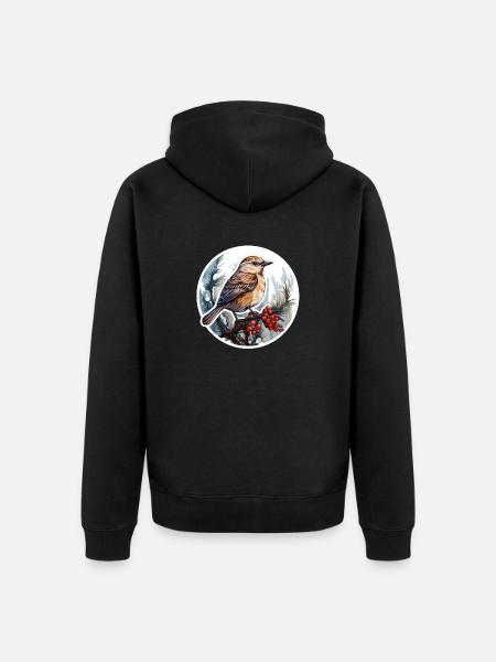 Birds in winter - Unisex Premium Organic Zip Hoodie - black
