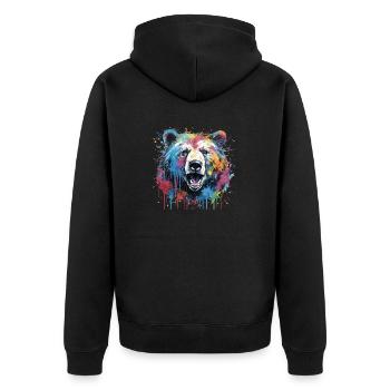 Stylish Bear Gift Grizzly Bear Brown Bear - Unisex Premium Organic Zip Hoodie - black - Back - Nico (187cm)