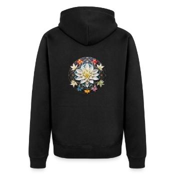 Mandala de fleurs avec cadeau de lotus fleur de vie - Veste à capuche bio Premium Unisexe - noir - Dos - Nico (187cm)