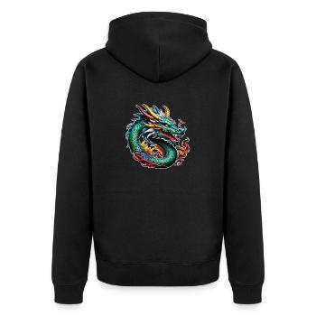 dragon asiatique - japon - chinois - Veste à capuche bio Premium Unisexe - noir - Dos - Nico (187cm)