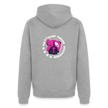 Dog Wisdom - Promenade - Amoureux des chiens - Veste à capuche bio Premium Unisexe - gris chiné - Dos - Nico (187cm)