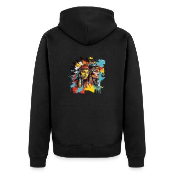 Native American Design Native American Woman - Unisex Premium Organic Zip Hoodie - black - Back - Nico (187cm)