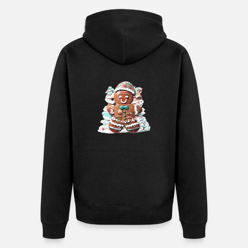Lebkuchen Männchen - Unisex Premium Bio Zip Hoodie - Schwarz