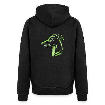 Greyhound Whippet, Dog Head, Drawing Green - Unisex Premium Organic Zip Hoodie - black - Back - Nico (187cm)