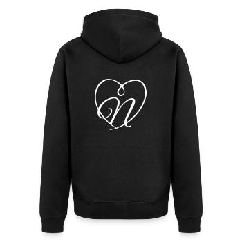 Lettre N coeur de calligraphie - Veste à capuche bio Premium Unisexe - noir - Dos - Nico (187cm)