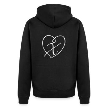 Letter X Calligraphy Heart - Unisex Premium Organic Zip Hoodie - black - Back - Nico (187cm)