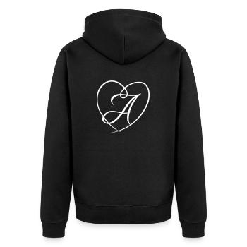 Letter A Calligraphy Heart - Unisex Premium Organic Zip Hoodie - black - Back - Nico (187cm)