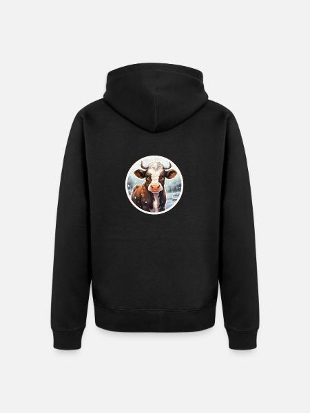 Beef calves in winter - Unisex Premium Organic Zip Hoodie - black