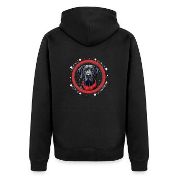 Großer Doggenhund Weihnachten, Liebeshunde - Unisex Premium Bio Zip Hoodie - Schwarz - Hinten - Nico (187cm)