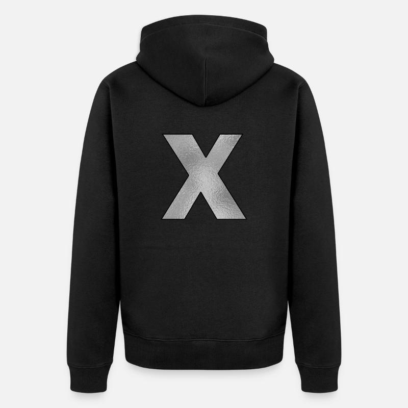 Lettre X Argent - Veste à capuche bio Premium Unisexe - noir