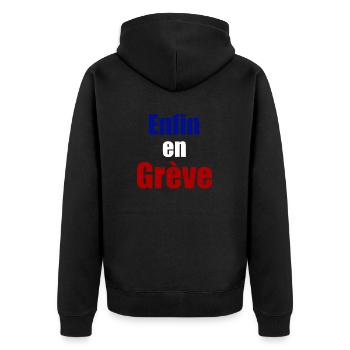 Enfin en grève - Veste à capuche bio Premium Unisexe - noir - Dos - Nico (187cm)