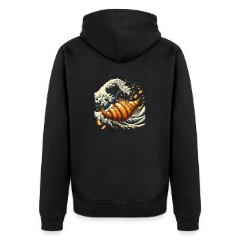 Französische Croissant Kunst - Lustiges Geschenk - Unisex Premium Bio Zip Hoodie - Schwarz - Hinten - Nico (187cm)