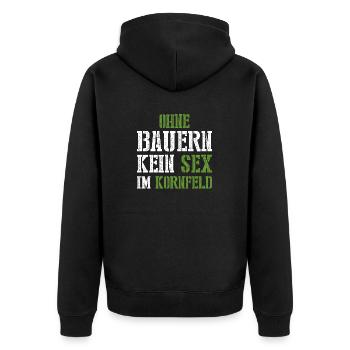 Ohne Bauern kein Sex im Kornfeld Bauernproteste - Unisex Premium Bio Zip Hoodie - Schwarz - Hinten - Nico (187cm)