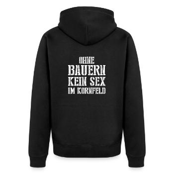 Ohne Bauern kein Sex im Kornfeld Bauernproteste - Unisex Premium Bio Zip Hoodie - Schwarz - Hinten - Nico (187cm)