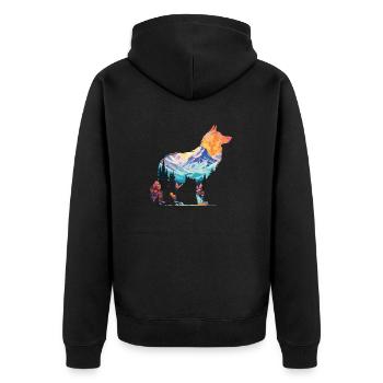 Wolf silhouette landscape art deco - Unisex Premium Organic Zip Hoodie - black - Back - Nico (187cm)