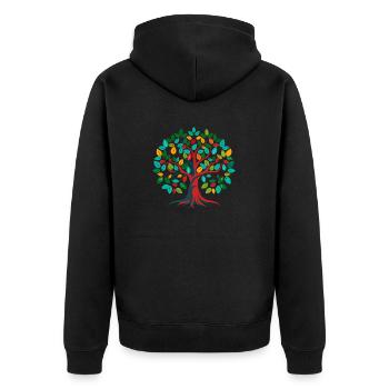 Baum des Lebens - Unisex Premium Bio Zip Hoodie - Schwarz - Hinten - Nico (187cm)