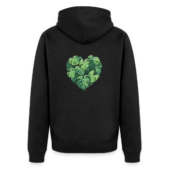 Monstera Heart Leaf Plants Garden Variegata Leaf - Unisex Premium Organic Zip Hoodie - black - Back - Nico (187cm)