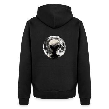 Alien Moonlight - Unisex Premium Bio Zip Hoodie - Schwarz - Hinten - Nico (187cm)