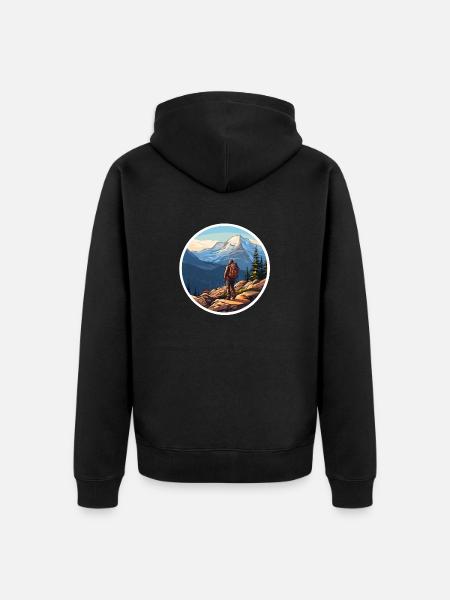 Wandern oder Hiking - Unisex Premium Organic Zip Hoodie - black