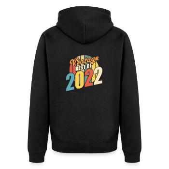 Vintage 2022 meilleur de 2022 - annif 2 ans - Veste à capuche bio Premium Unisexe - noir - Dos - Nico (187cm)