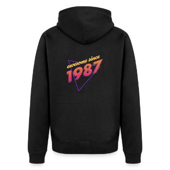 Retro Awesome: Born in '87 - Unisex Premium Organic Zip Hoodie - black - Back - Nico (187cm)