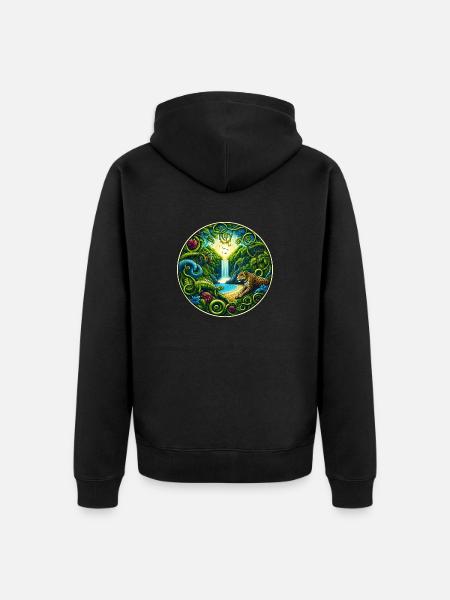 Wasserfall im Regenwald - Unisex Premium Bio Zip Hoodie - Schwarz