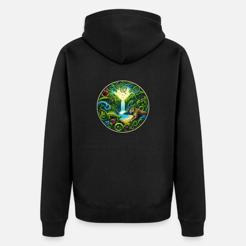 Wasserfall im Regenwald - Unisex Premium Bio Zip Hoodie - Schwarz