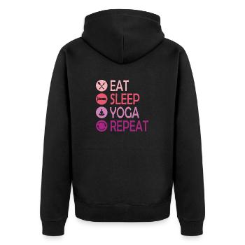 Mangez, dormez, faites du yoga et répétez - Veste à capuche bio Premium Unisexe - noir - Dos - Nico (187cm)
