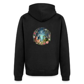 Gathering in the Fairytale Forest - Unisex Premium Organic Zip Hoodie - black - Back - Nico (187cm)