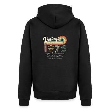 1975 Vintage Classique 1975 - Veste à capuche bio Premium Unisexe - noir - Dos - Nico (187cm)