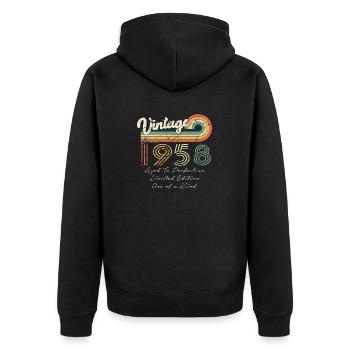 1958 Vintage Classic 1958 - Unisex Premium Organic Zip Hoodie - black - Back - Nico (187cm)