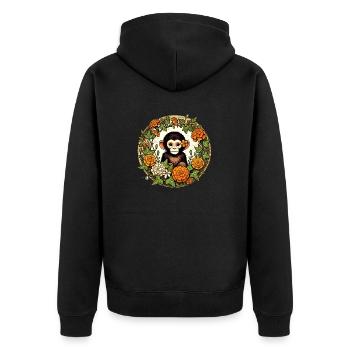 Schimpanse - Unisex Premium Bio Zip Hoodie - Schwarz - Hinten - Nico (187cm)