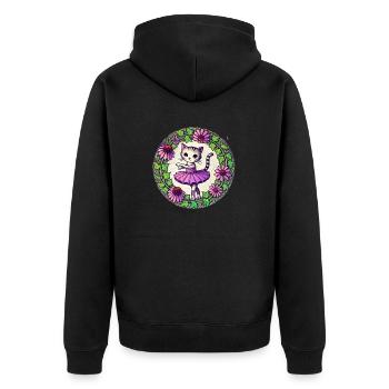 Ballerina Kitty - Unisex Premium Organic Zip Hoodie - black - Back - Nico (187cm)