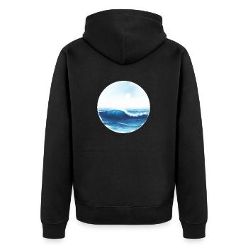 Ocean wave - Unisex Premium Organic Zip Hoodie - black - Back - Nico (187cm)