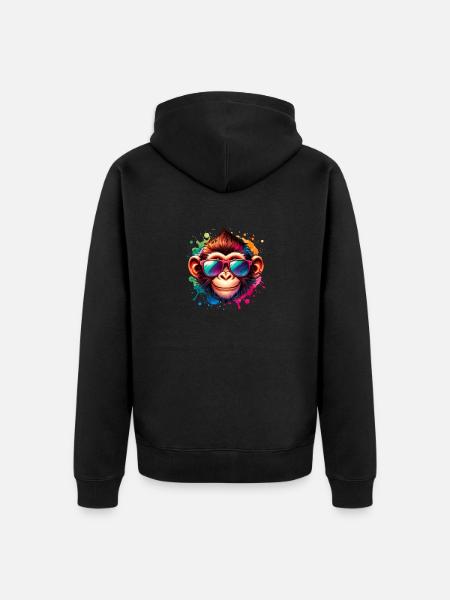 Cool Monkey - Funky Monkey - Unisex Premium Organic Zip Hoodie - black