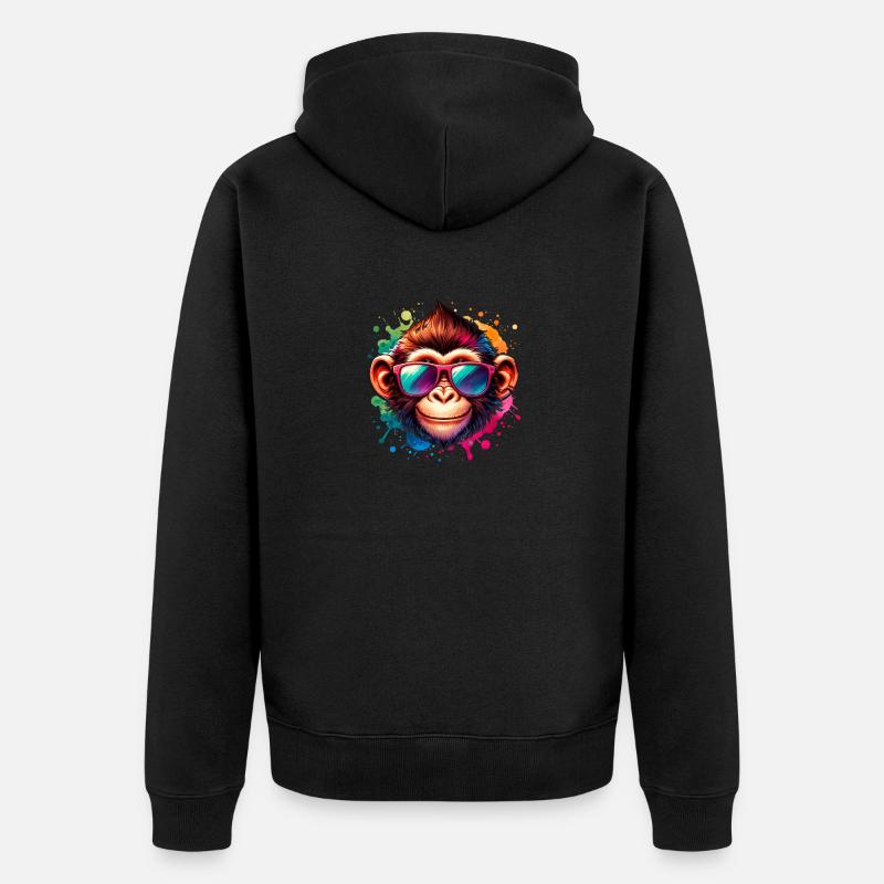 Singe cool - Singe funky - Veste à capuche bio Premium Unisexe - noir