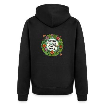 Wachsen Sie auf Ihre eigene Art und Weise - Unisex Premium Bio Zip Hoodie - Schwarz - Hinten - Nico (187cm)