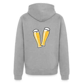 2 Weißbiergläser Stoßen An (Bier Weizenbier / 3C) - Unisex Premium Bio Zip Hoodie - Grau meliert - Hinten - Nico (187cm)