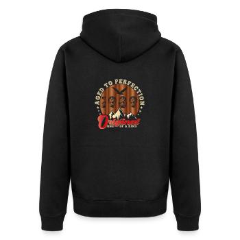 Kultiges Jubiläum von 1989 - Unisex Premium Bio Zip Hoodie - Schwarz - Hinten - Nico (187cm)
