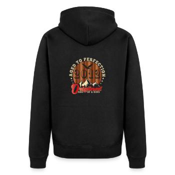 Kultiges Jubiläum 2012 - Unisex Premium Bio Zip Hoodie - Schwarz - Hinten - Nico (187cm)