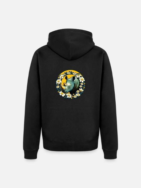 Rhino - Unisex Premium Organic Zip Hoodie - black
