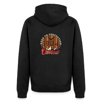 Iconic 1984 Anniversary - Unisex Premium Organic Zip Hoodie - black - Back - Nico (187cm)