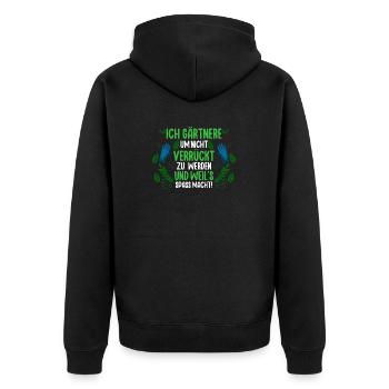 Gärtner Hobbygärtner Garten - Unisex Premium Bio Zip Hoodie - Schwarz - Hinten - Nico (187cm)