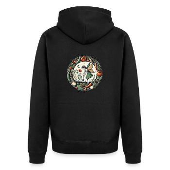 Gemüsefarm Fee - Unisex Premium Bio Zip Hoodie - Schwarz - Hinten - Nico (187cm)